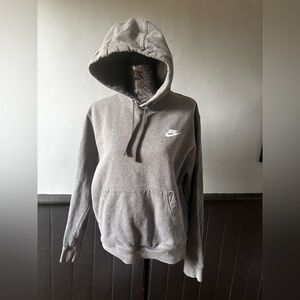Nike Gray Crewneck Hoodie with White Swoosh Logo